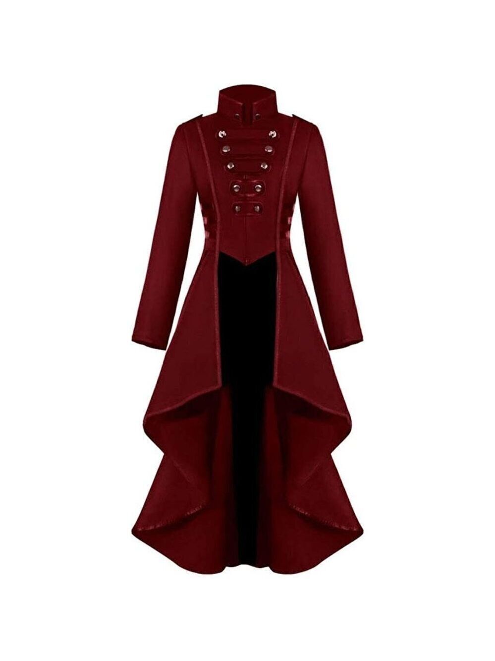 Steampunk Victorian Swallow Tail Long Trench Coat Jacket Red Cosplay Punk NWT